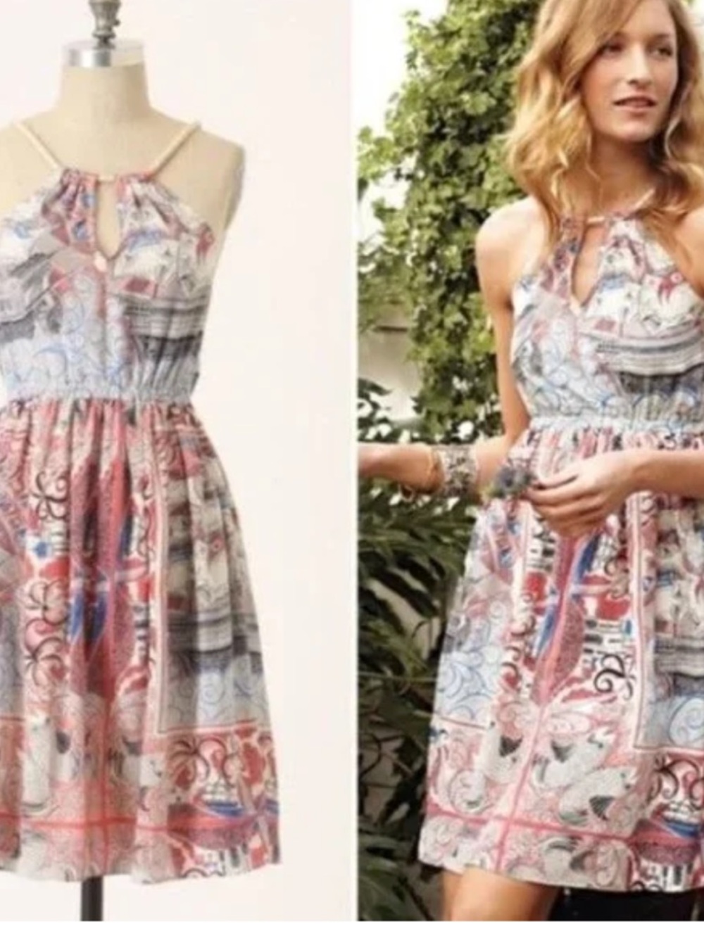 Anthropologie Silk Castle Lake Dress